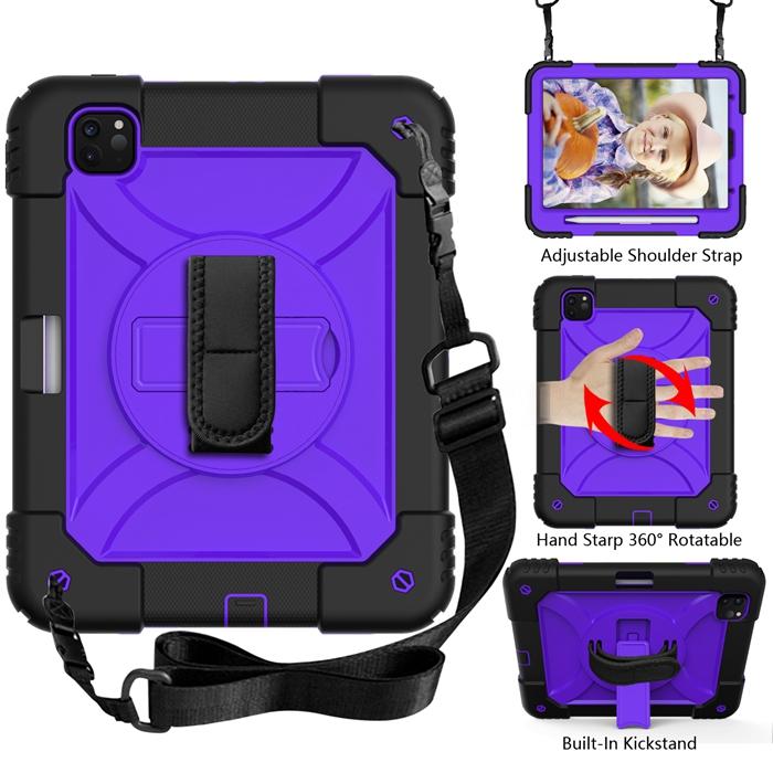 Rainbow Tablet Case for iPad Pro 11 Inch 2018/2020/2021 With Pencil Holder Hand Strap + Shoulder Strap + Kickstand Cover
