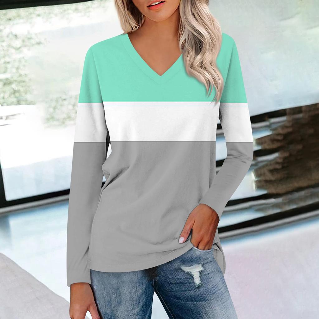 Женский свободный топ с заниженной линией плеч и длинным рукавом с V-образным вырезом