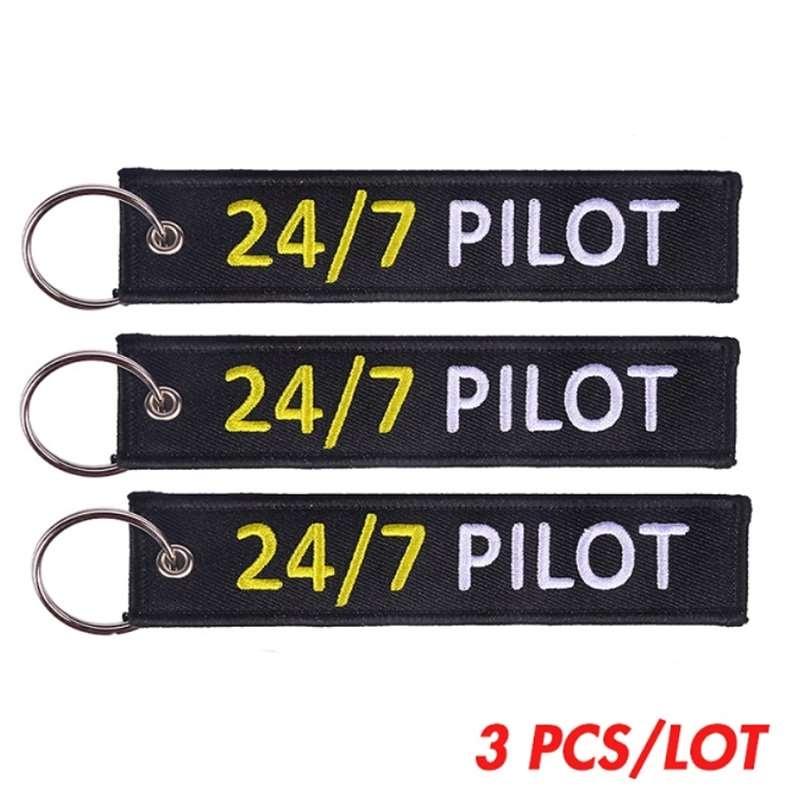 Remove Before Flight 3pcs/lot 24/7 Pilot Keychain Jewelry Aviation Lovers Gifts Keyrings