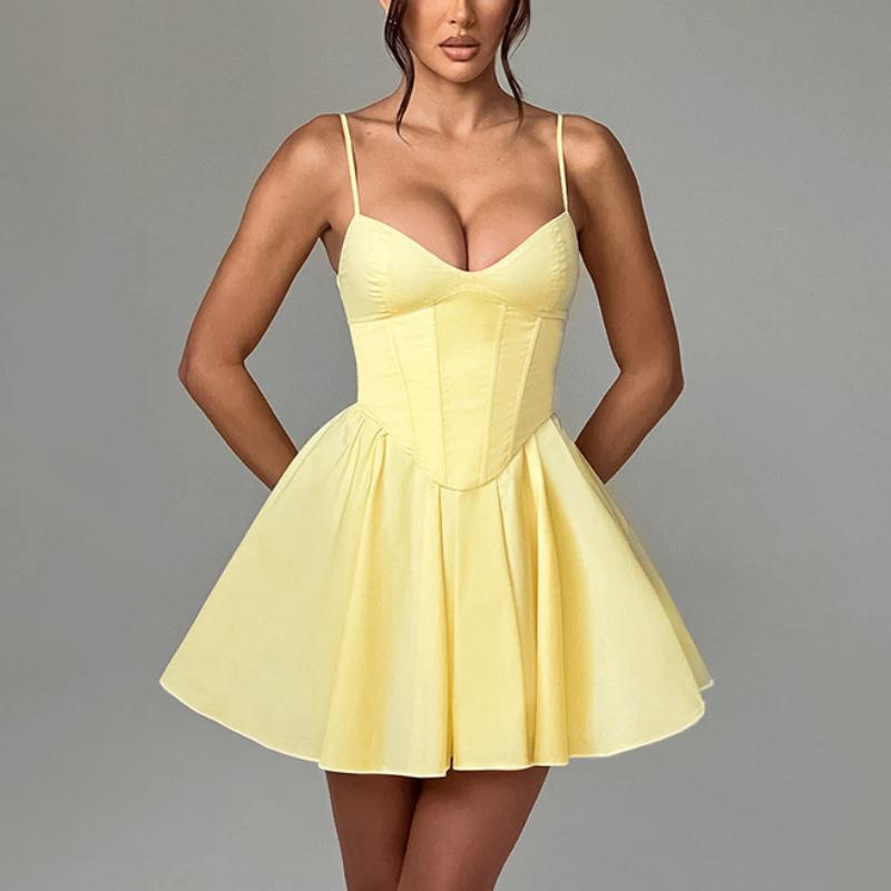 Летнее платье с утягивающей талией в европейском и американском стиле с юбкой А-силуэта