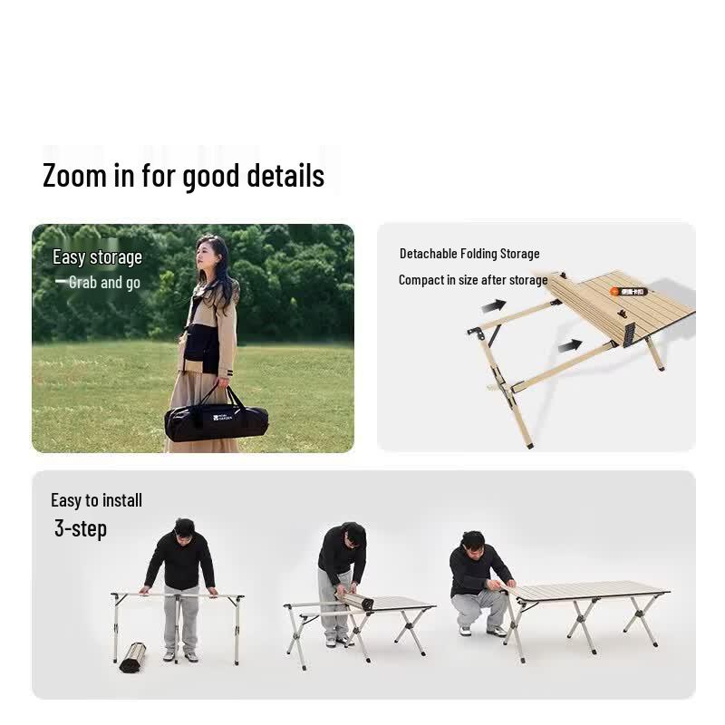 MOBIGARDEN Carbon Steel Camping Roll-Up Table