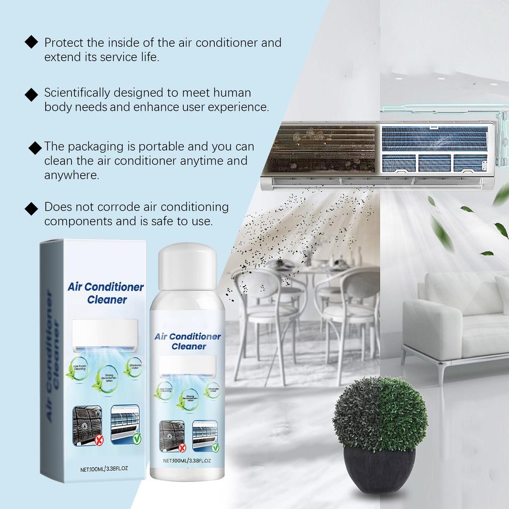 Очиститель кондиционера, специальный очиститель для очистки кондиционера, пенный очиститель для внутренних частей бытового кондиционера, 100 мл