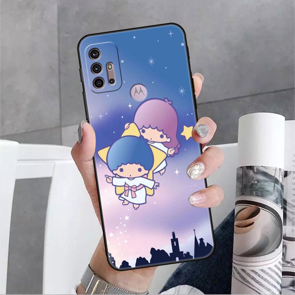 Милый чехол LittleTwinStars для Motorola G30 G60 Edge 20 G9 G22 G8 Power G31 G500 G50 30 Pro, черные мягкие чехлы для телефона