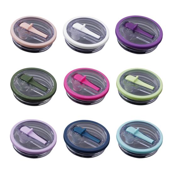 40oz Tumbler Flip Straw Lid Replacement Leak-Proof Splash Resistant Cover for Cup BPA-Free Reusable Glass Lid with Folding Straw