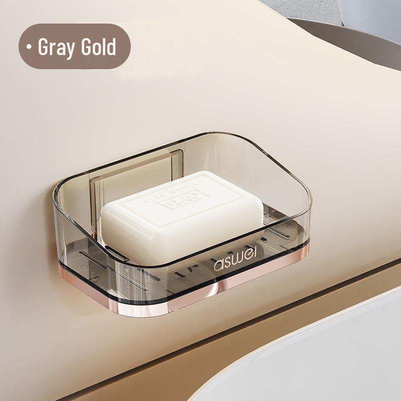 Настенная двухъярусная мыльница: Решение для хранения в ванной комнате высокого класса, не требующее сверления