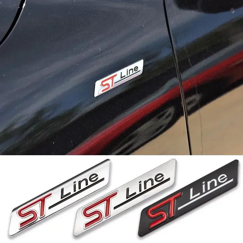 HUHI8 3D Metal ST Line Rear Trunk Badge Emblem Sider Fender Sticker for Ford Stline Focus Fiesta Mondeo Ecosport Kuga ESCAPE