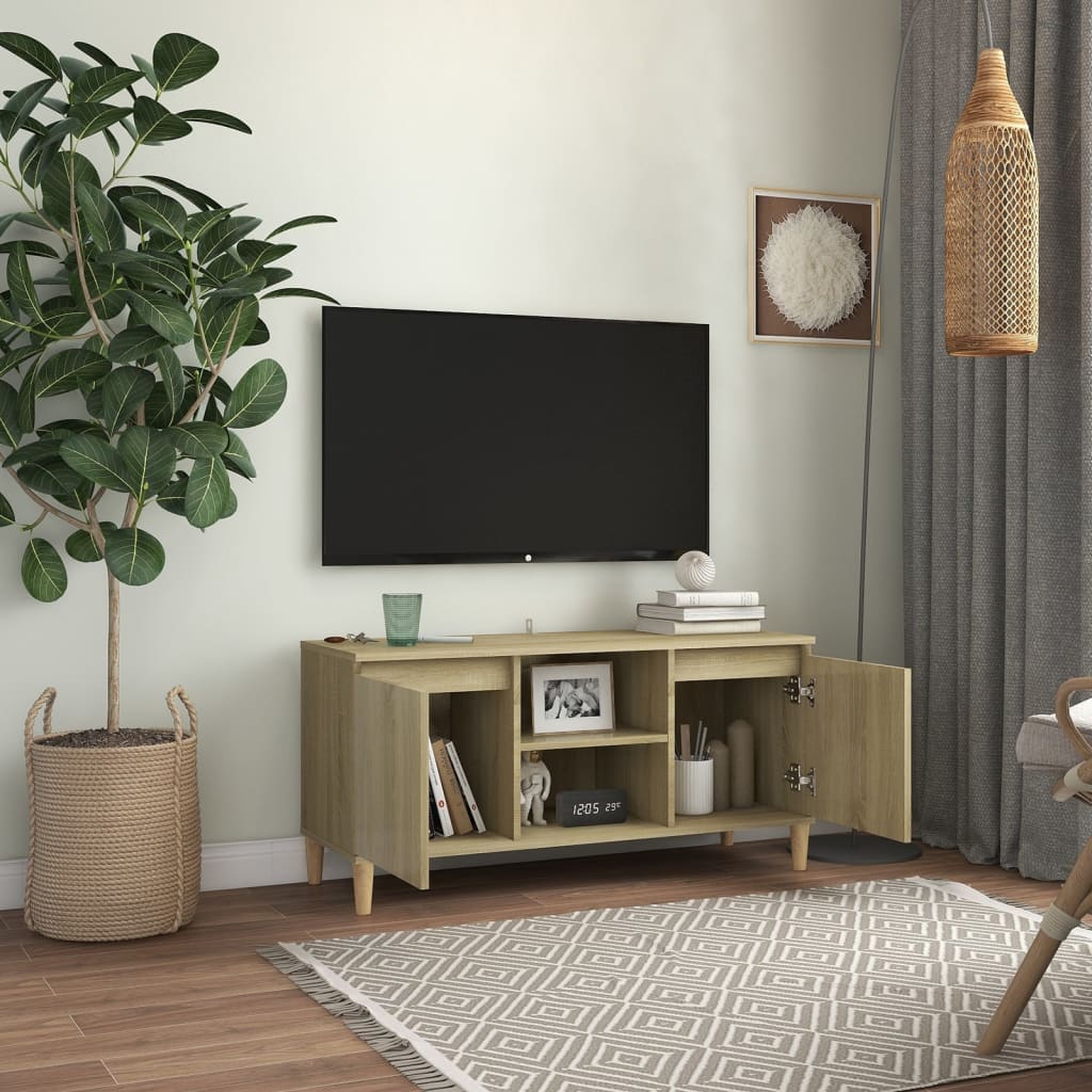 Vidaxl Szafka Tv, Drewniane Nóżki, Dąb Sonoma, 103,5X35X50 Cm