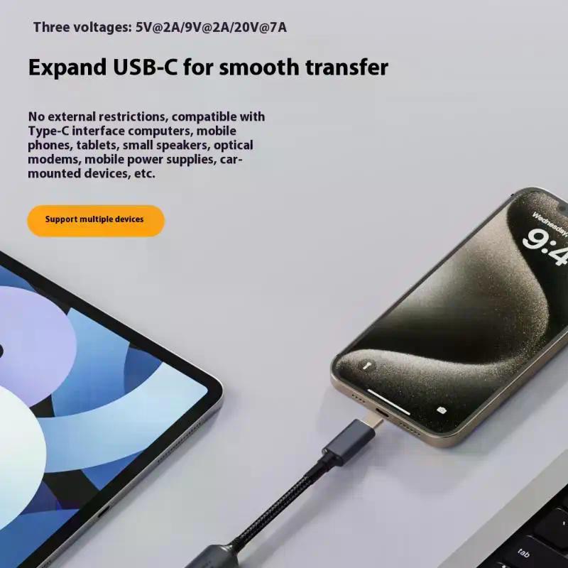 1 шт. Кабель для быстрой зарядки Для Macbook Huawei 140 Вт Универсальный для ноутбука 5 В 9 В 20 В DC Разъем-мама на USB Type-C PD Преобразователь адаптера питания