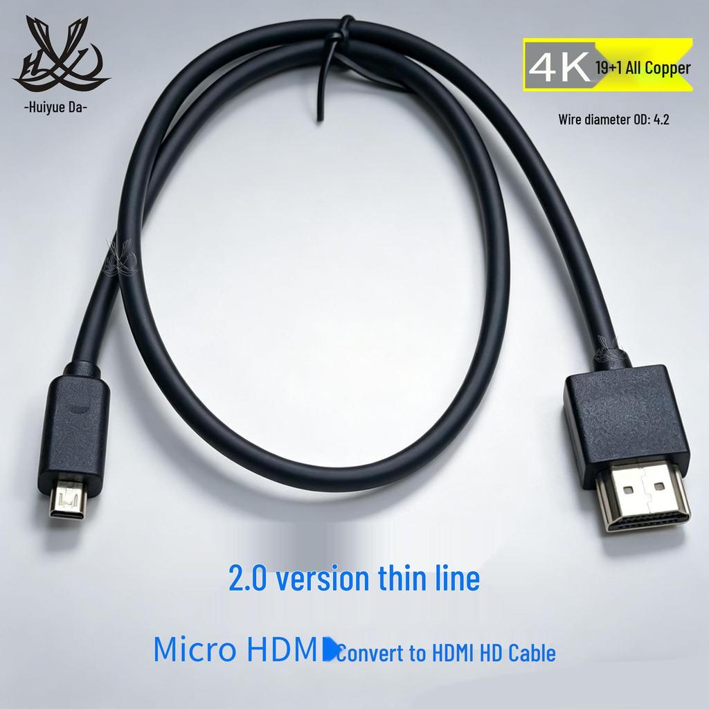 4K Мини HDMI на HDMI Тонкий Мягкий Кабель, Чистая Медь, HDMI 2.0 для Подключения Камеры DSLR к Монитору