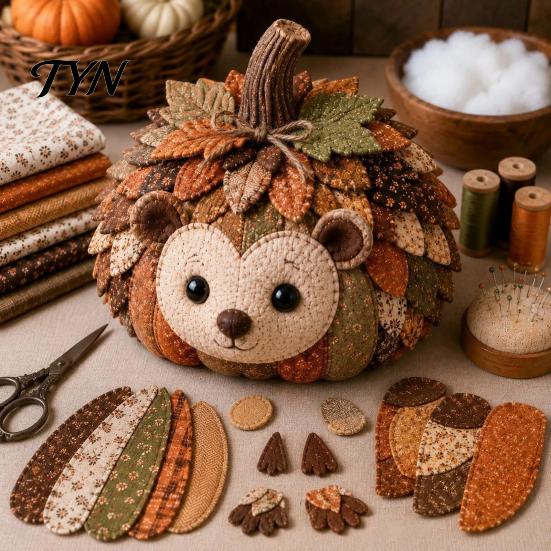 Cute Animal Decoration Crafts Pumpkin Patchwork Kit, DIY Fox Cat Owl Sewing Fabric Craft Projects Kit for Adults, Home Fall Easy Kids