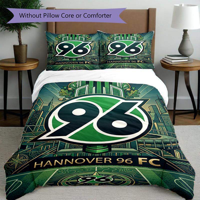3pcs Duvet Cover Set (1*Duvet Cover + 2*Pillowcase, Without Core), Hannover 96 Football Print Bedding Set, Bedroom Decor, All‑Season, Birthday Gift