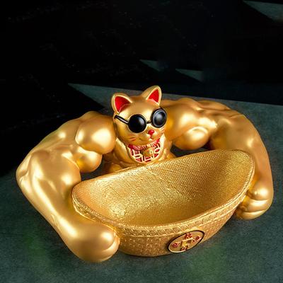 Статуэтка счастливого кота, фигурка мускулистой руки, новинка, поделка фэн-шуй для хранения животных