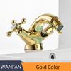 Bidet Faucets Europe Style Gold Bidet Faucet Bathroom Dual Handle Single Hole Bathroom Gold Mixer Taps Hot And Cold Tap WF-7313K