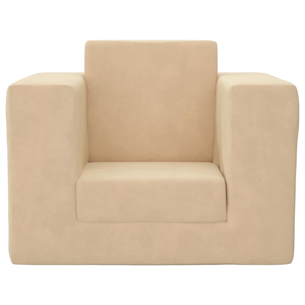 Kids Sofa Bed Cream Soft Plush