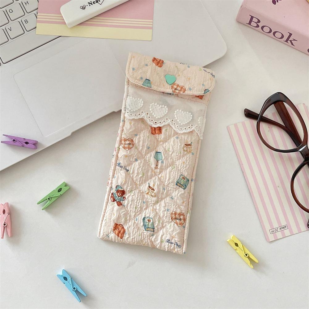 Sweet Cotton Glasses Storage Bag Lace Heart Lovely Eyeglasses Case Lightweight Lipstick Bag  Girls