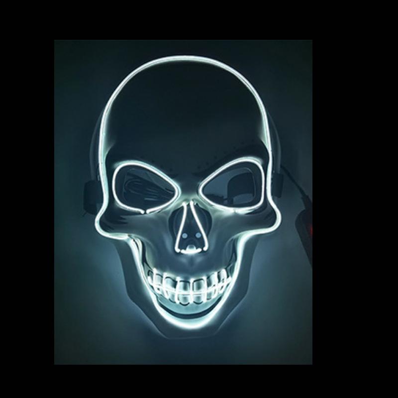 Halloween Horror Scary Ghost Head Clown Bar Dj Nightclub Led Cold Light Mask White Skull Glowing Ghost Face