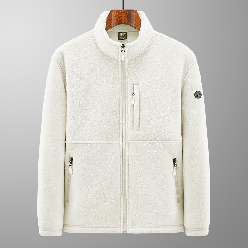 Shake Fleece Jacket for Men Loose Double-sided Plush and Thick Hoodie Cardigan for Warmth Large Standing Collar Fleece Jacket