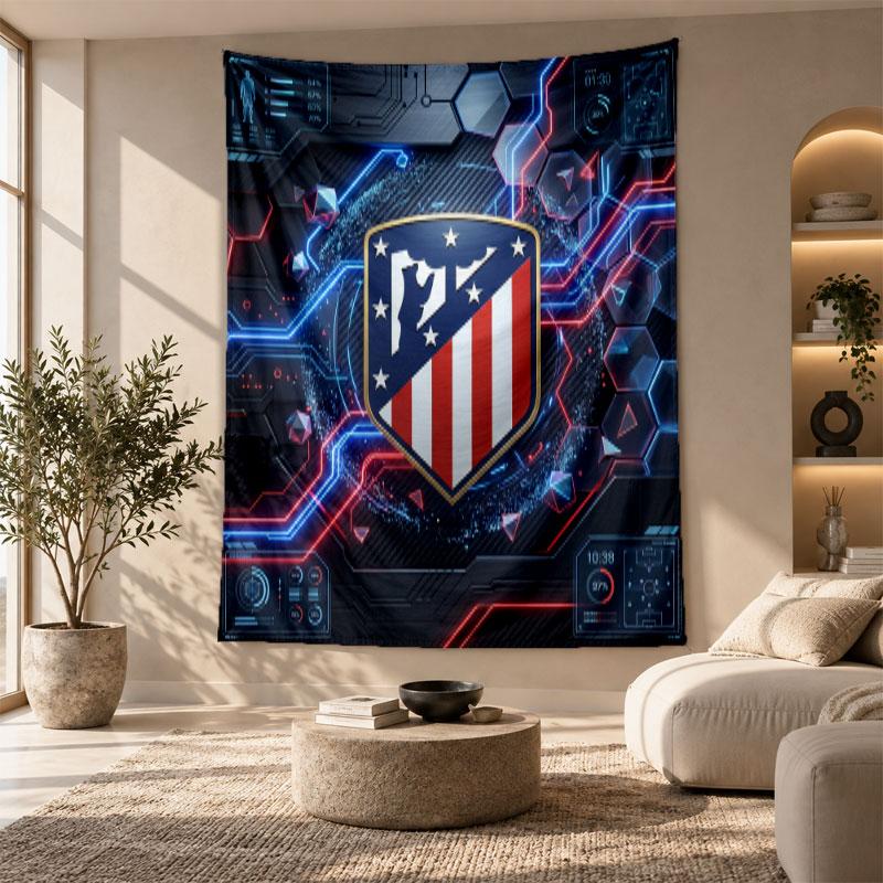 Decorative Tapestry,Atletico Madrid Printed Wall Art, Lightweight Wall Hanging For Bedroom Background