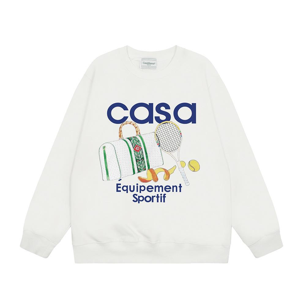 Трендовый международный бренд Casablanca Casablanca letter painted print мужской и женский свитшот с круглым вырезом 380г