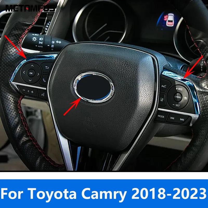 For Toyota Camry 2018 Stainless Steel Steering Wheel Cover Molding Trim Ring Frame Interior Accessories