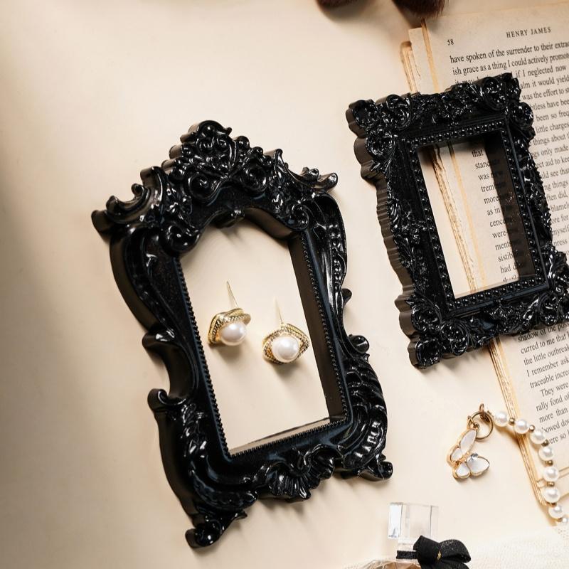 1Pcs European-Style Resin Material Black-Edged Prop Photo Frame, Diy Wall Decoration, Suitable For Shooting Props