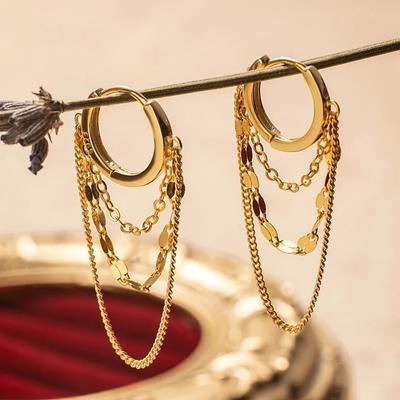 Стильные шикарные серьги-кольца с кисточками золотого цвета для женщин в стиле панк, ювелирные изделия в подарок лучшим друзьям