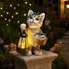 Solar Wedding Decoration Cat Garden Statue, Resin Outdoor Tabby Decor with Auto LED Accent Light Light, IP65 Waterproof Lawn Ornament for Patio, Gift