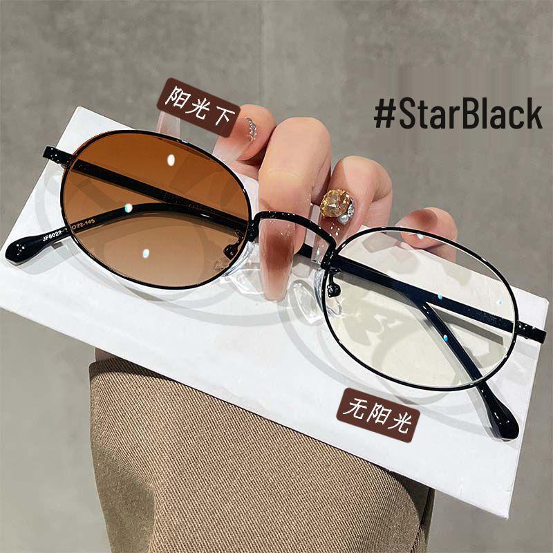 Овальная серебристая маленькая оправа, фотохромные очки от синего света для близорукости, совместимые с рецептом, литературный дизайн для простого лица