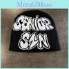 Vintage Letter Knit Hat For Men Women Winter Warm Beanie With No Brim Street Style