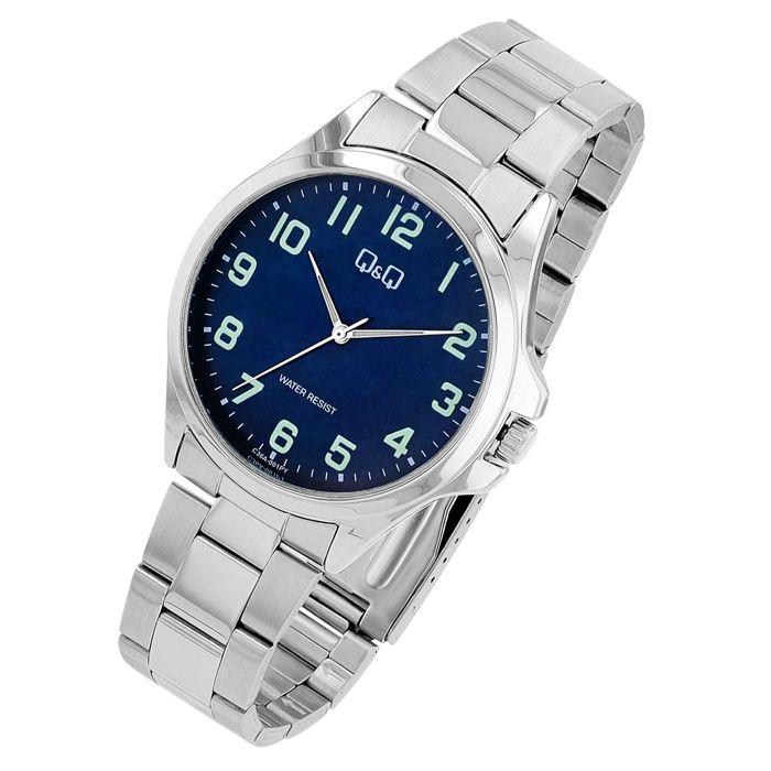 Montre - Q&Q - Homme - Boîtier 40 mm - Bracelet acier inoxydable - Cadran bleu luminescent