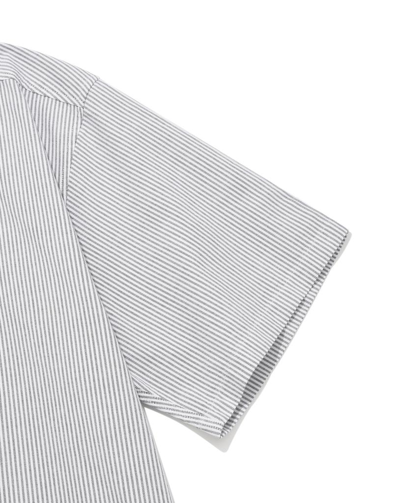 COVERNAT C Logo Oxford Stripe Half Shirt Grey