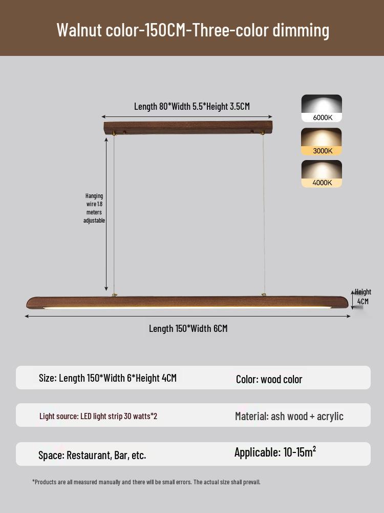 White Ash Solid Wood Zen Chandelier for Dining Room, Tea Room, Bar Counter, or Office Desk