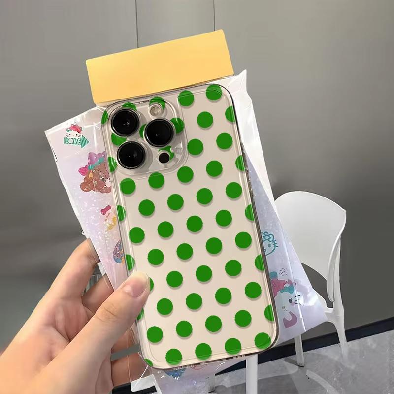 Зеленый чехол с волнами и точками для iPhone 17 16 Pro Max 14 15 Plus Чехол iPhone 11 12 13 16e 17 Air X XS XR Мягкий противоударный чехол