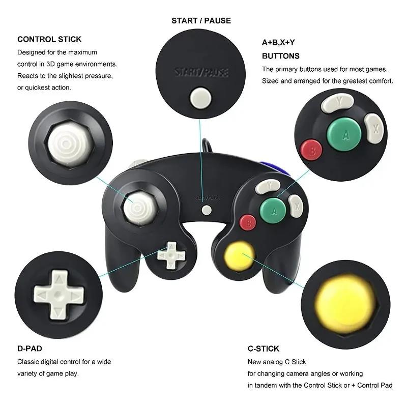 Wired Game Controller for GameCube NGC Single Button Wired Gamepad Joystick for NGC Game Console 1