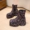 Fashion Women Platform Ankle Boots Leopard Wedges High Heels Shoes Designer 2025 Trend New Fashion Chunky Snow Boots Woman Botas Mujer
