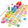 Wooden Puzzle 5in1 Wooden Number Color Shape 3D Fishing Wooden Toy with Various Ways To Small Storage Bag Learning Fingertip Improves Mathematics 6