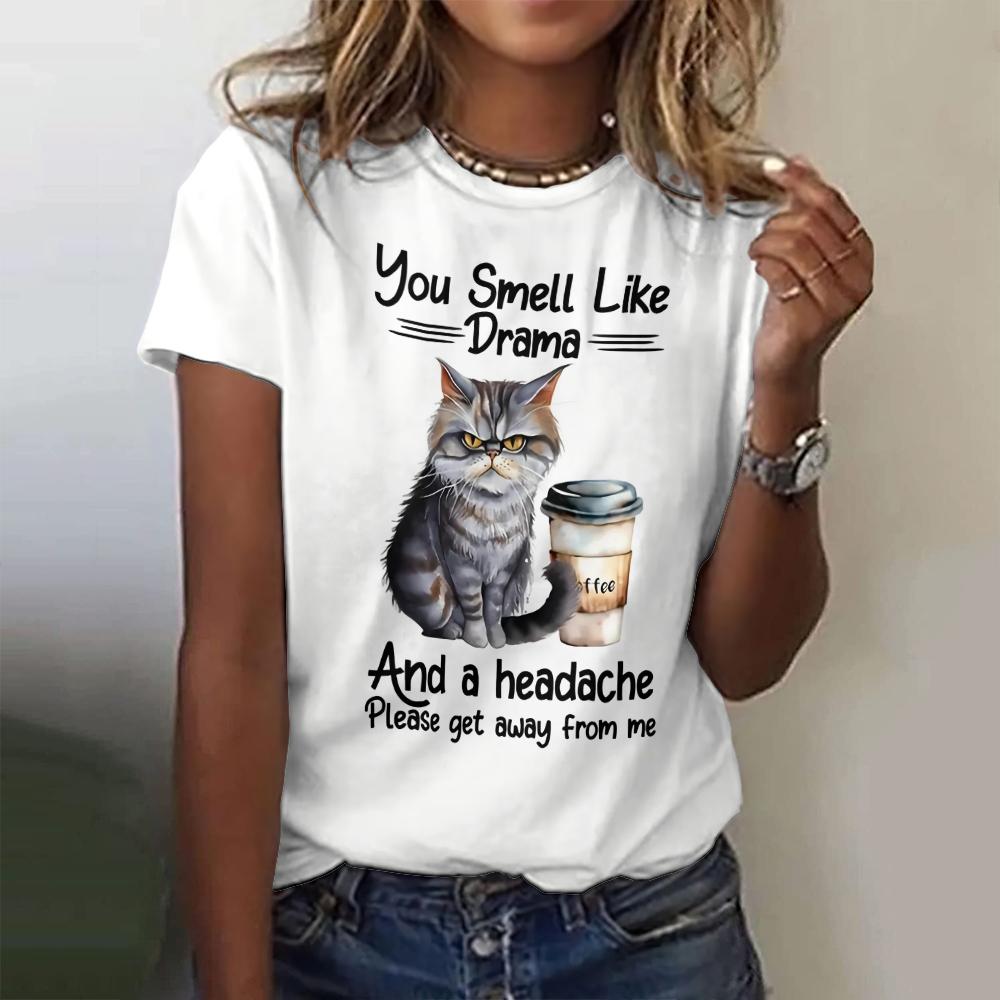 Women's T Shirt Cute Cat Pattern Print Summer Short Sleeve 3d T-Shirt Casual Streetwear Fashion Oversized Male Clothing Pullover