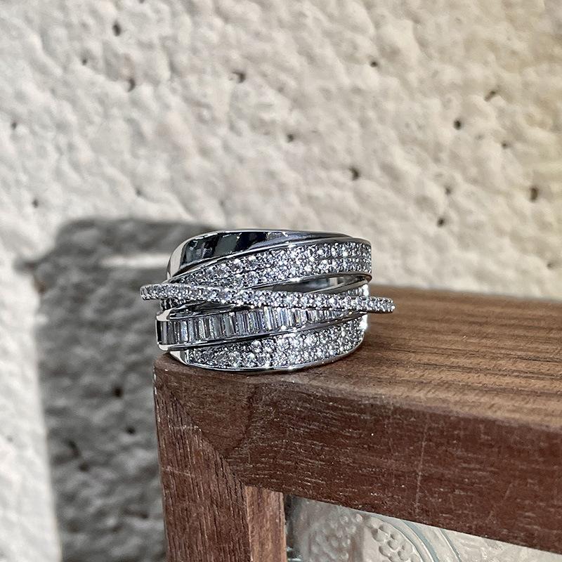 Exquisite Zircon Multi Layer Winding Rings for Women New Fashion Sparkling Opening Finger Ring Girls Party Daily Jewelry Gift