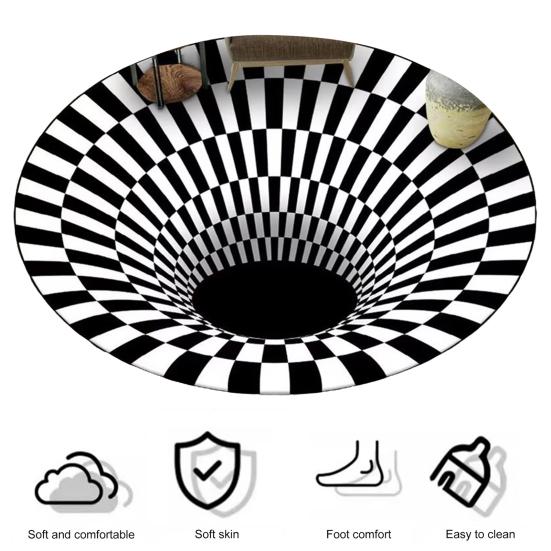 Круглый ковер, износостойкий, моющийся, геометрический, противоскользящий, 3D стерео, ковер, коврик для спальни, украшение для пола