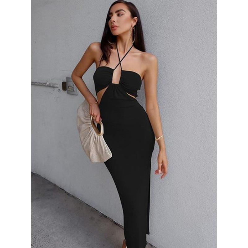 Элегантное облегающее сексуальное женское платье с открытой спиной и открытыми плечами, летние вечерние платья 2022 года, женский халат Femme Ladies
