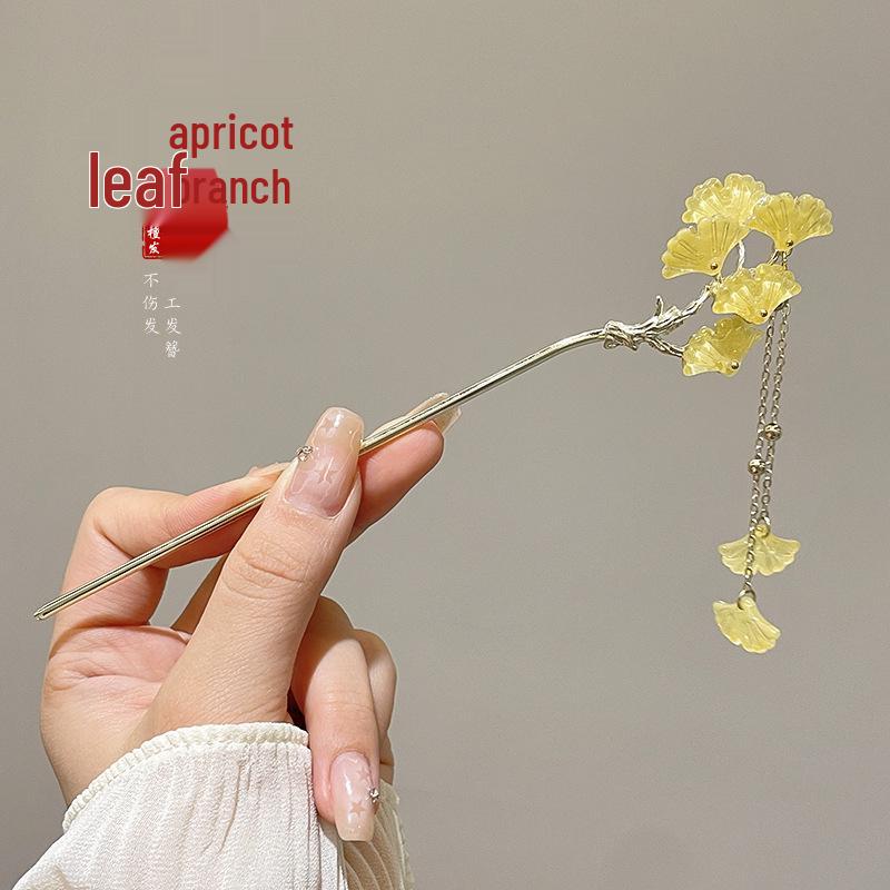 Ancient Style High-End Chinese Sandalwood Tassel Hairpin for Hanfu Costume Updo