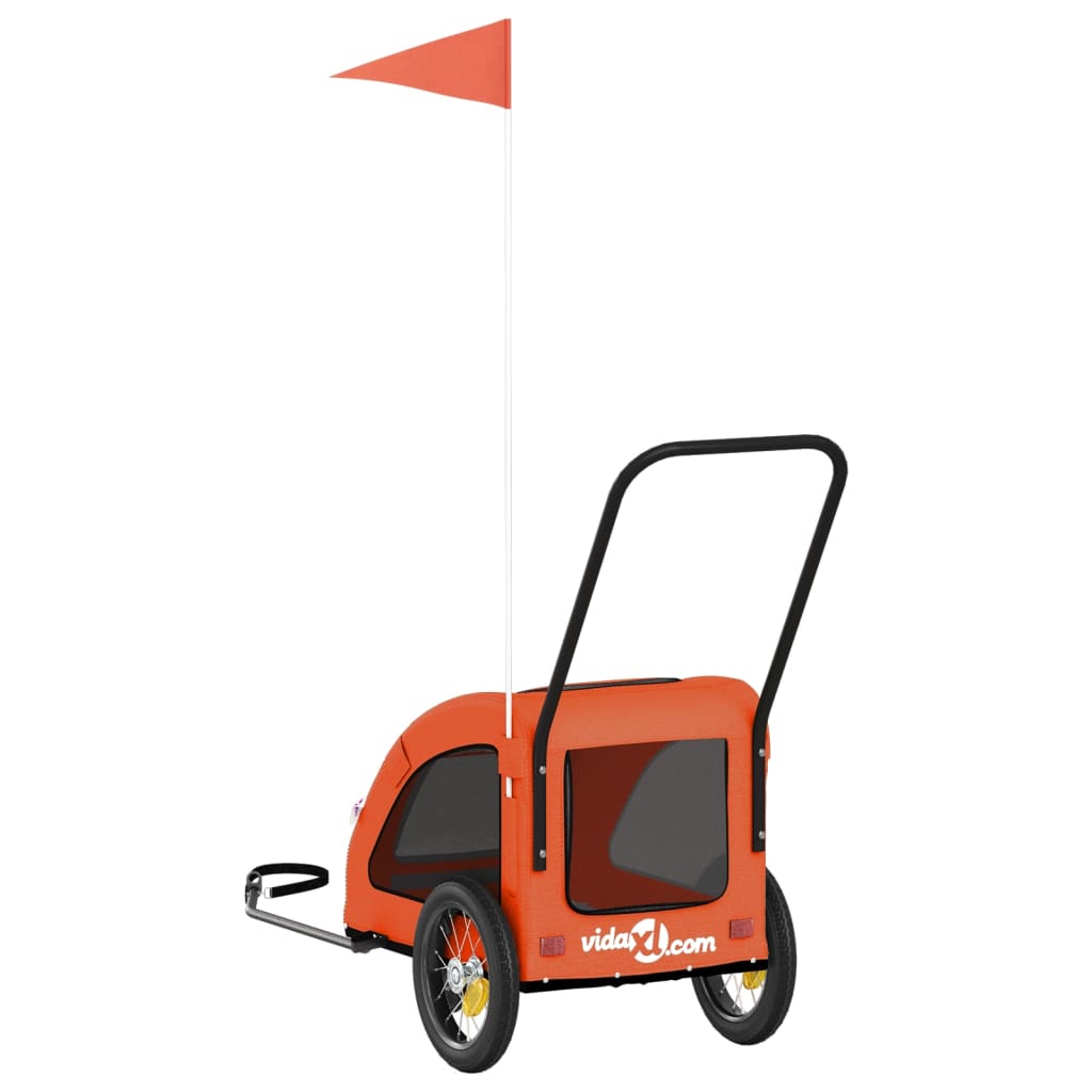 Bicycle Trailer for Dogs Orange and Grey Oxford Fabric and Iron