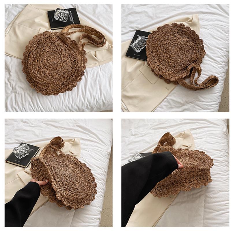 Летняя модная женская сумка на плечо большой емкости для пляжного отдыха из соломы