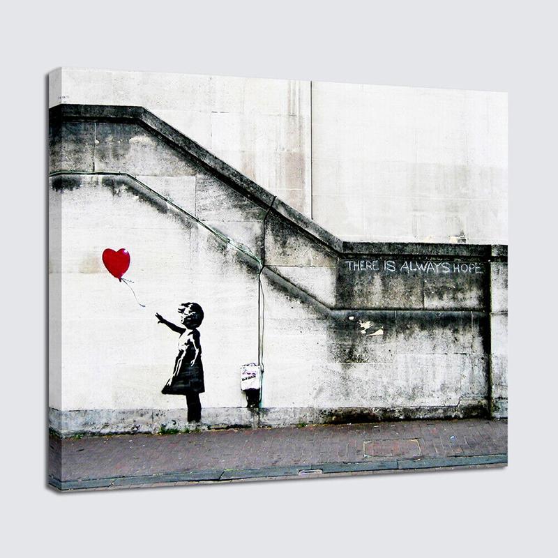 Винтажный постер Banksy с красным воздушным шаром и девушкой на холсте, настенное искусство, HD-картина, картины для гостиной, домашний декор, безрамные подарки