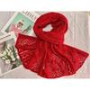 New Hollow Solid Color Knitted Scarf for Women Autumn and Winter Hollow Warm Scarf Versatile Retro Scarf