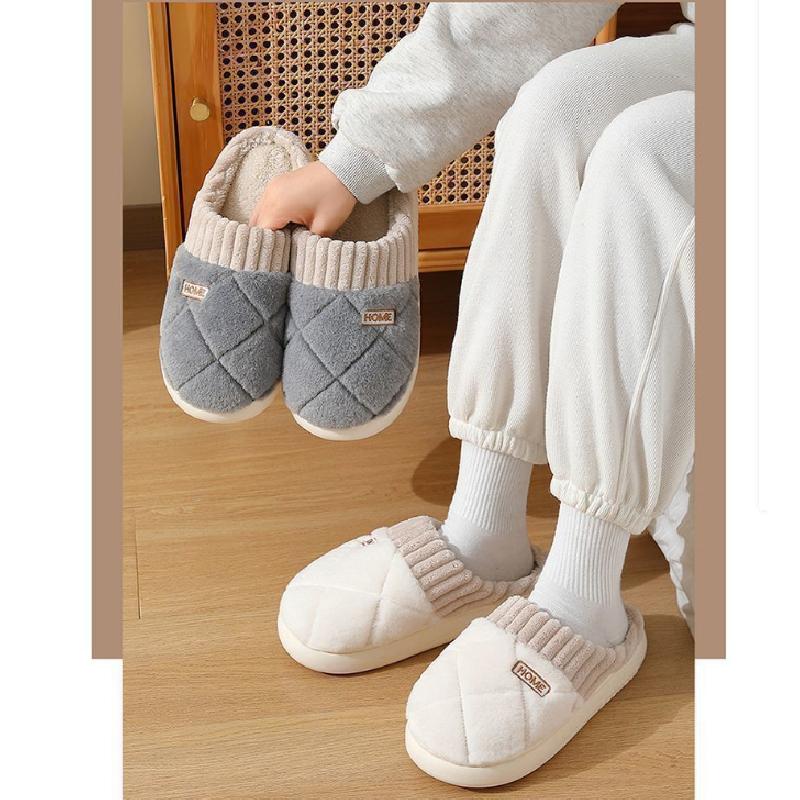 Мужские хлопковые тапочки на зиму 2025, новый стиль, для улицы и дома, на флисовой подкладке, нескользящие, теплые плюшевые тапочки для женщин, зимняя версия