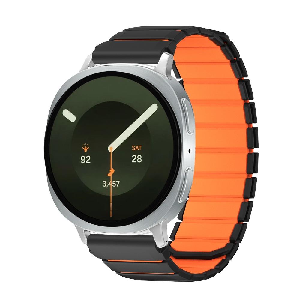 Two Color Magnetic Silicone Band Compatible with Samsung Galaxy Watch9 Watch8 40/44mm Watch 8 Classic 46mm Sport Wrist Bracelet