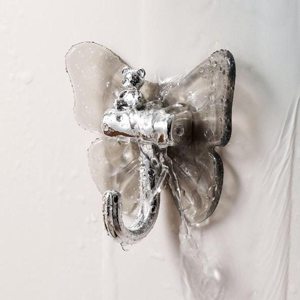 8 Pcs Plastic Butterfly Wall Hooks Self Adhesive Wall Mounted Butterfly Storage Hanger Decorative Moisture-proof Key Holder