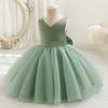 Cross-Border Baby Girl Mesh Princess Dress | V-Neck Puff Bow Design | Summer Flower Girl Wedding Attire
