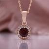 Fashion Rose Gold Pendant Necklace With Round Red Artificial Zircon Classic Style Italian Micro-encrusted Necklace